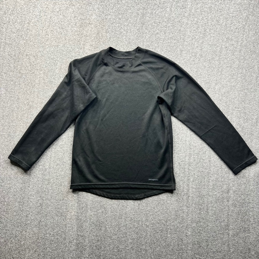 Patagonia Capilene Midweight Baselayer Kids M Black Long Sleeve Crew Neck Shirt